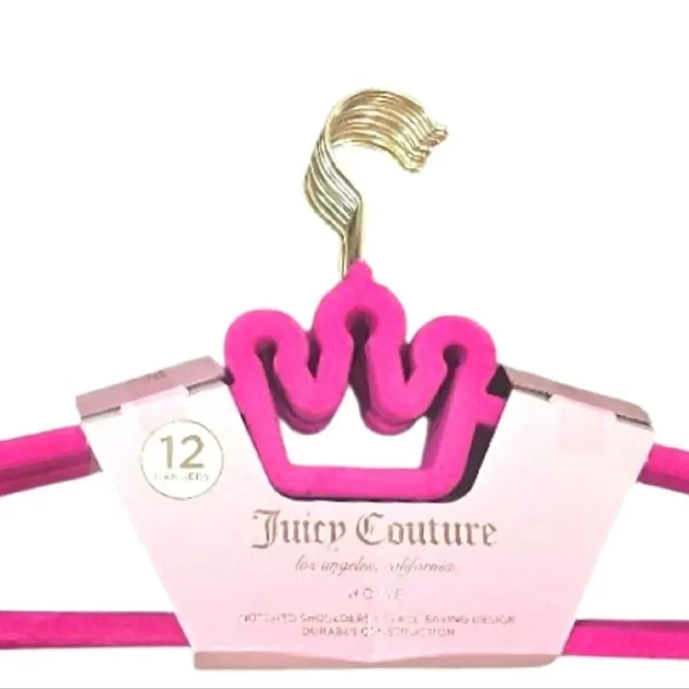 Juicy Couture‎ Home Nontched Shoulder Set Of 12 Velvet Crown Hangers- Pink